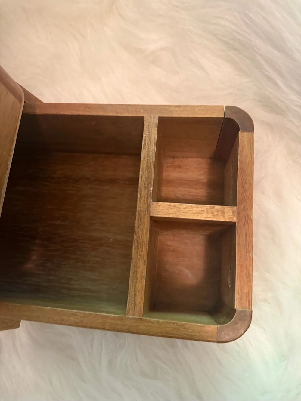 Wooden Tiered Organizer Box - Natural Brown